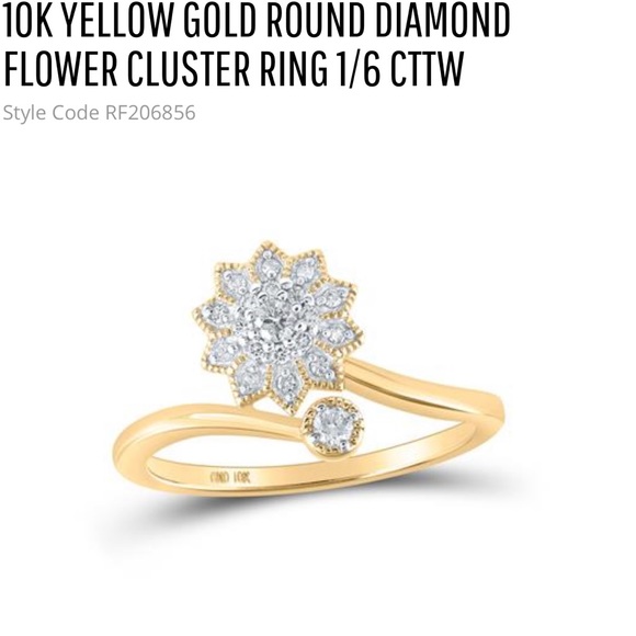 10k solid gold designer flower real diamond beard turner ring not cz not plated - Picture 3 of 5